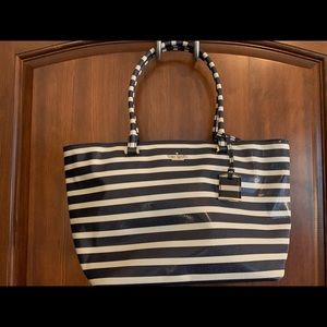 Kate Spade Lane handbag, navy and white